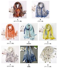 ストール 大判 スカーフ 薄手 羽織り レディース 180*85cm タッセル付き 日よけ ショール 肩掛け 春夏 海 ビーチ 日焼け対策 冷房対策 花柄 爆買